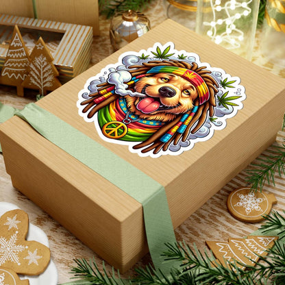 Rasta Golden Retriever Sticker | Waterproof Glossy Vinyl Decal (Kiss Cut)
