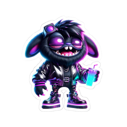 ColorFlow | Cyberpunk Bunny Monster Kiss Cut Sticker Neon Glow Character Art for Laptops Water Bottles Journals and More