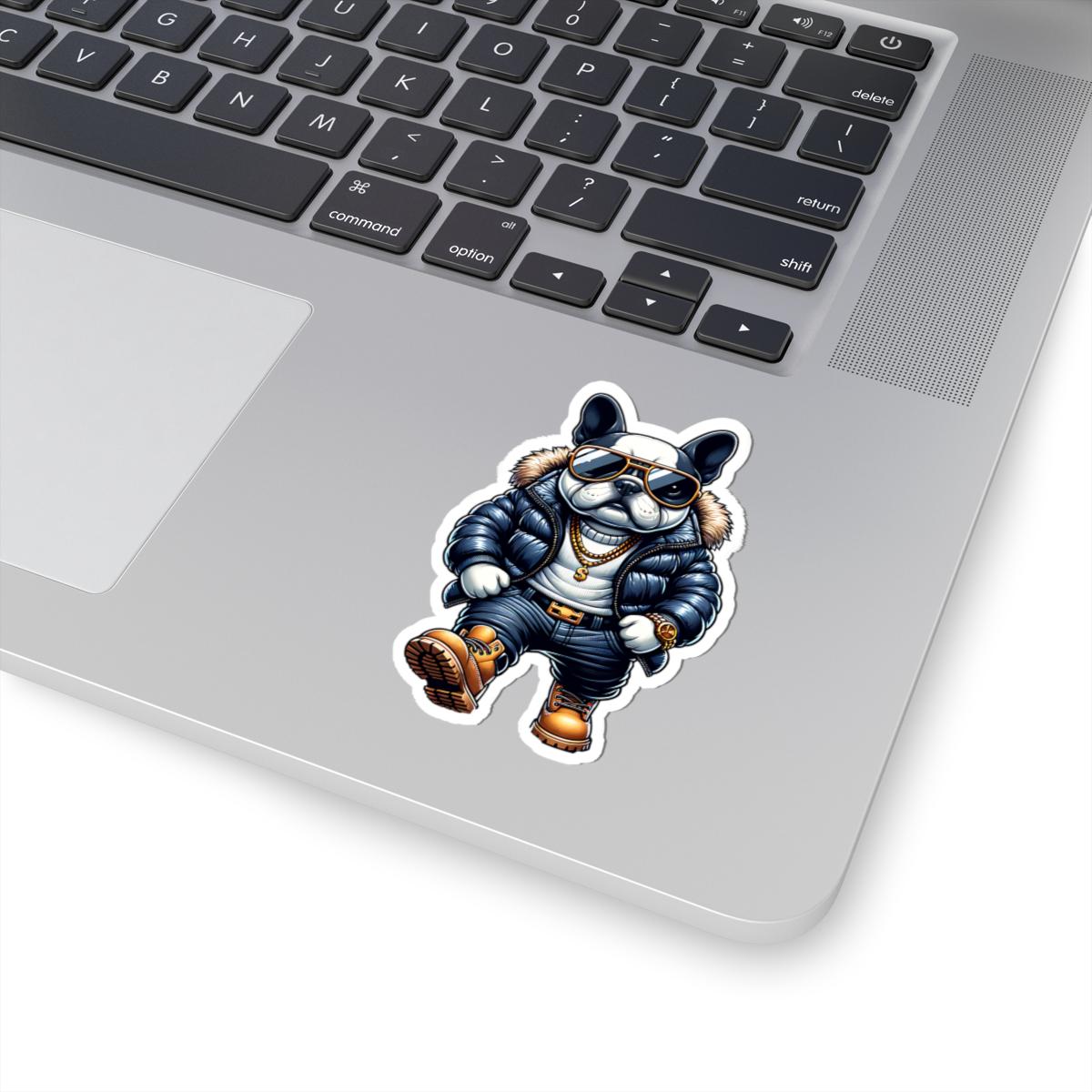 ColorFlow French Bulldog Sticker | Streetwear Dog Art with Sunglasses, Chains, Jacket