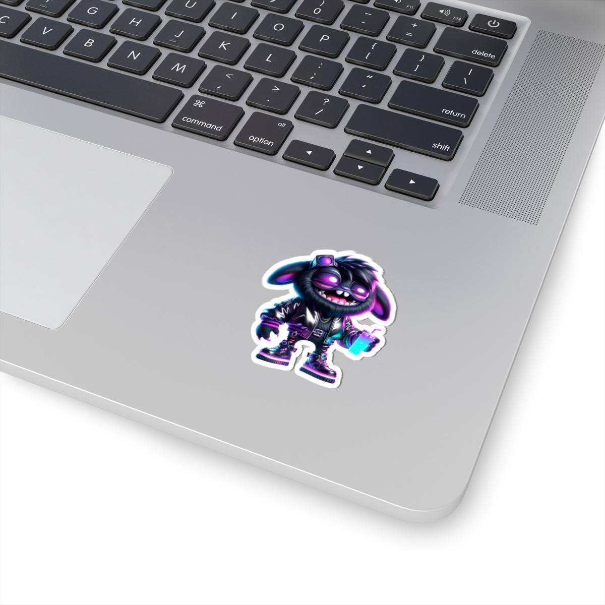 ColorFlow | Cyberpunk Bunny Monster Kiss Cut Sticker Neon Glow Character Art for Laptops Water Bottles Journals and More