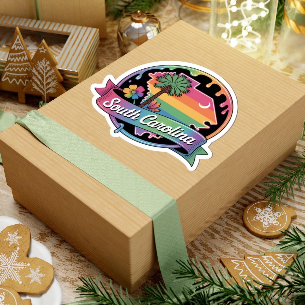 ColorFlow | South Carolina Palmetto Rainbow State Vinyl Sticker | Coastal Charm Travel Art Decal