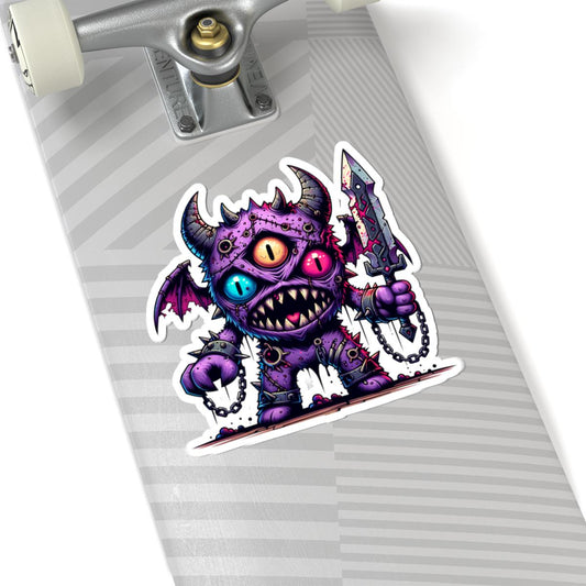 ColorFlow | Purple Three Eyed Demon Monster Vinyl Sticker | Fantasy Art Decal | Unique Collectible | Cool Gift Idea