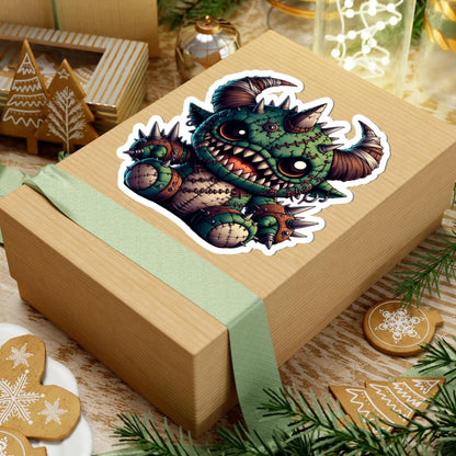 ColorFlow | Spiked Green Stitched Plushie Monster Vinyl Sticker | Cute Art Decal | Fantasy Collectible | Unique Gift