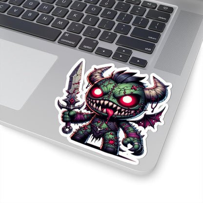 Green Stitched Demon Monster Vinyl Sticker | Sword Art Decal (Waterproof)