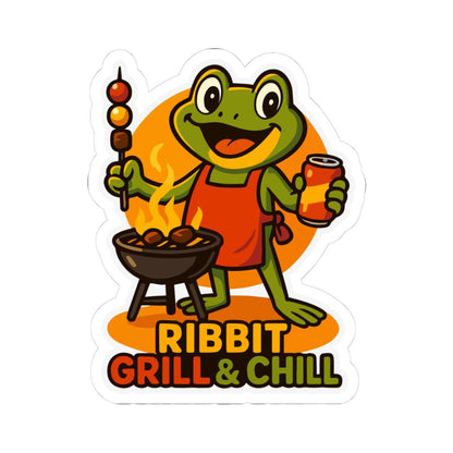 ColorFlow | Ribbit Grill And Chill Frog BBQ Sticker | Waterproof Vinyl Decal For Grilling Lovers And Summer Party Fun