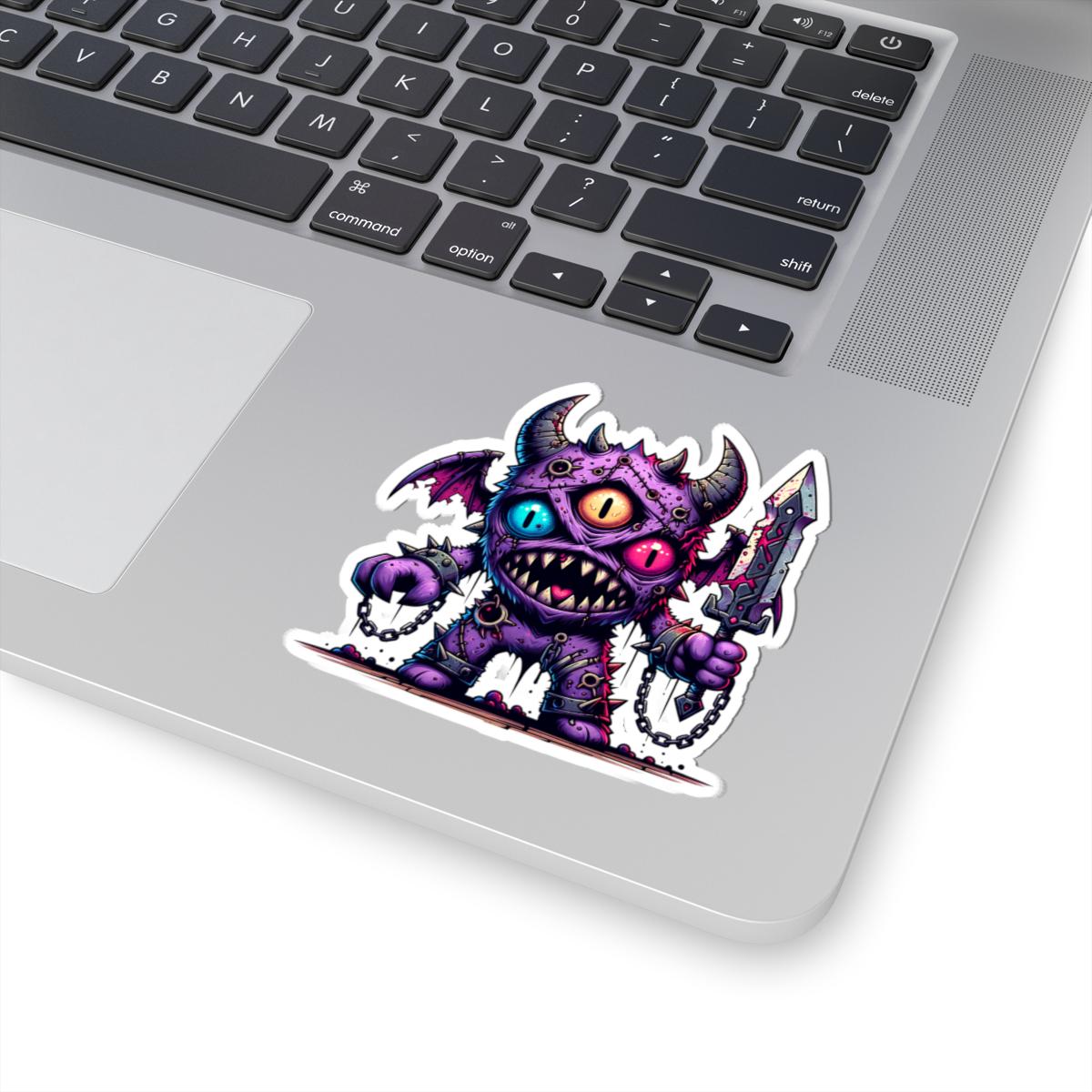 ColorFlow | Purple Three Eyed Demon Monster Vinyl Sticker | Fantasy Art Decal | Unique Collectible | Cool Gift Idea