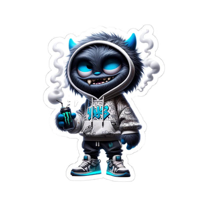ColorFlow | Street Hoodie Blue Monster Kiss Cut Sticker Urban Graffiti Character Art for Laptops Water Bottles Journals and More