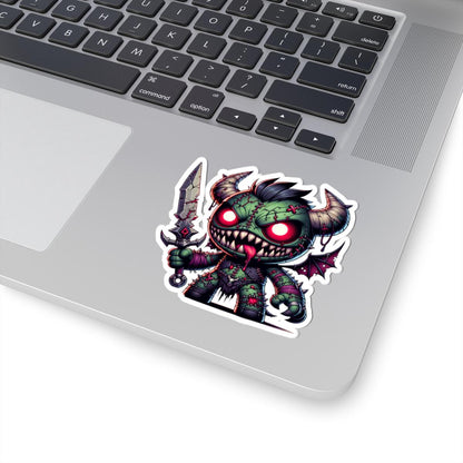 Green Stitched Demon Monster Vinyl Sticker | Sword Art Decal (Waterproof)