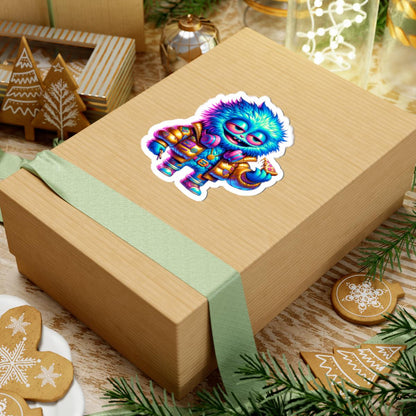ColorFlow | Pizza Party Blue Monster Kiss Cut Sticker Neon Streetwear Character Art for Laptops Water Bottles and More