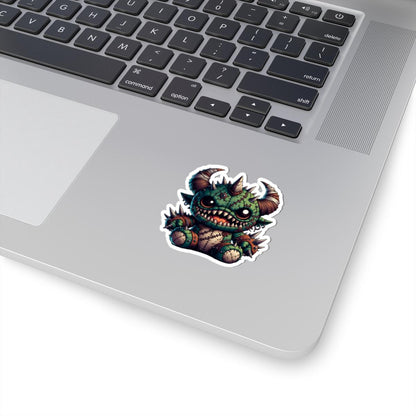 ColorFlow | Spiked Green Stitched Plushie Monster Vinyl Sticker | Cute Art Decal | Fantasy Collectible | Unique Gift