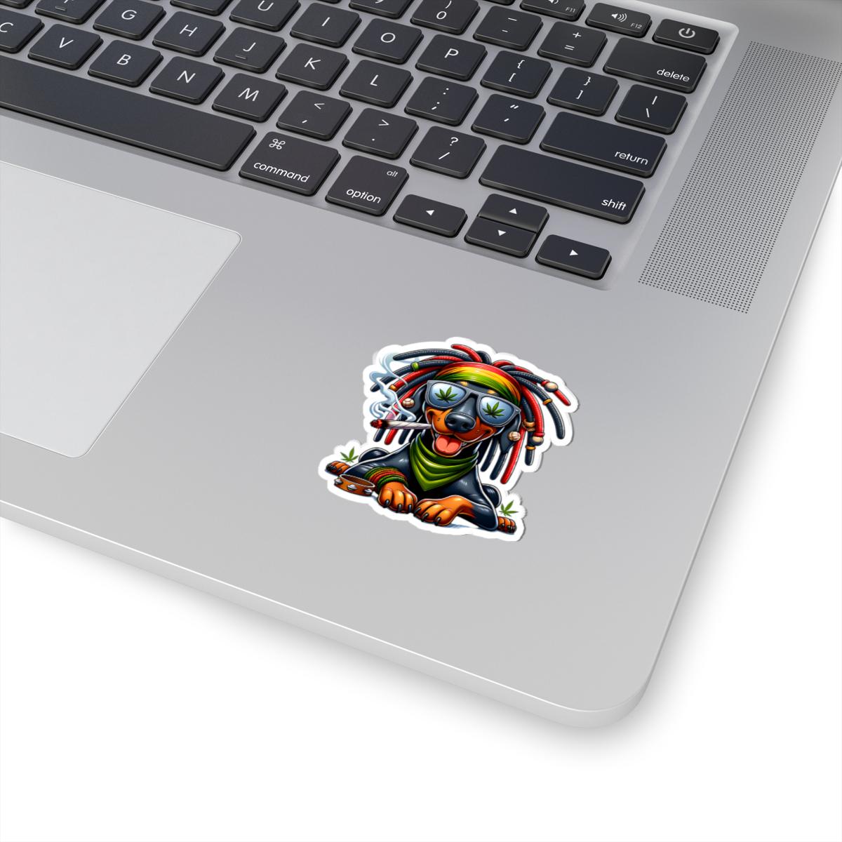 ColorFlow | Rasta Dachshund Weed Dog Glossy Vinyl Sticker | Kiss Cut or Die Cut | Waterproof Cannabis Reggae Decal for Cars Laptops