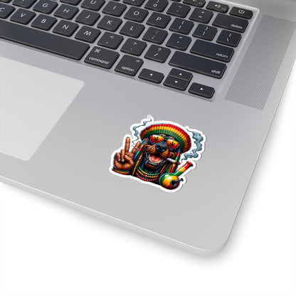 ColorFlow | Rasta Rottweiler Peace Bong Glossy Vinyl Sticker | Kiss Cut or Die Cut | Waterproof Weed Dog Cannabis Reggae