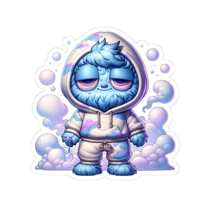 Blue Cloud Monster Hoodie Sticker | Pastel Character Art, Laptop Decal