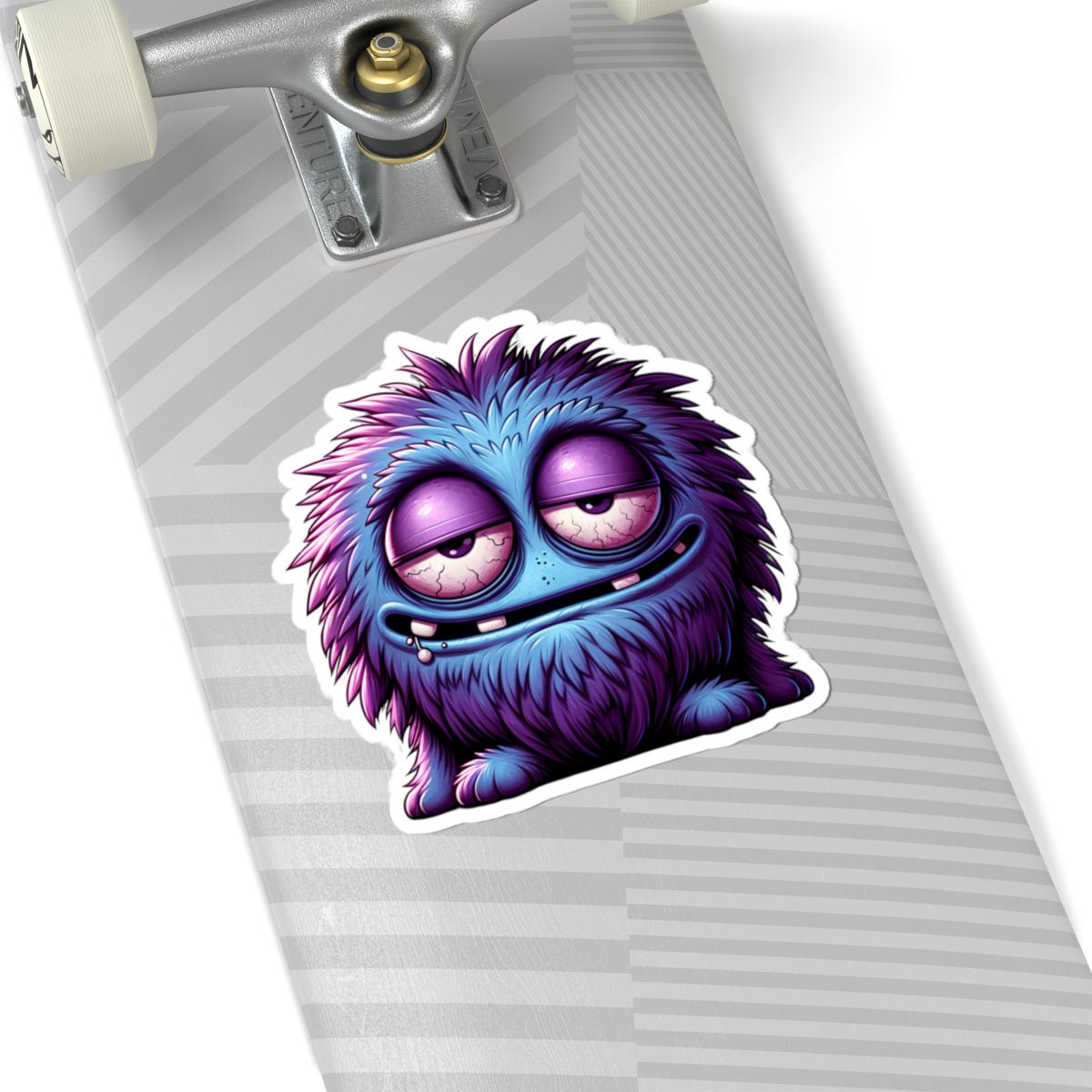 Fuzzy Blue Purple Monster Sticker | Waterproof Vinyl Art for Laptops, Journals