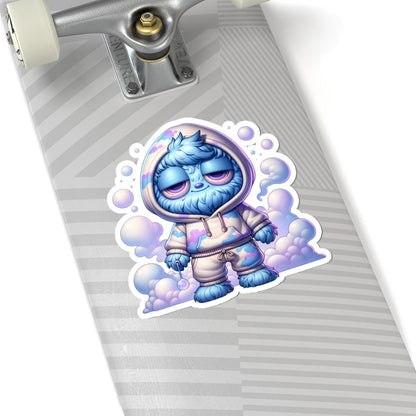 Blue Cloud Monster Hoodie Sticker | Pastel Character Art, Laptop Decal