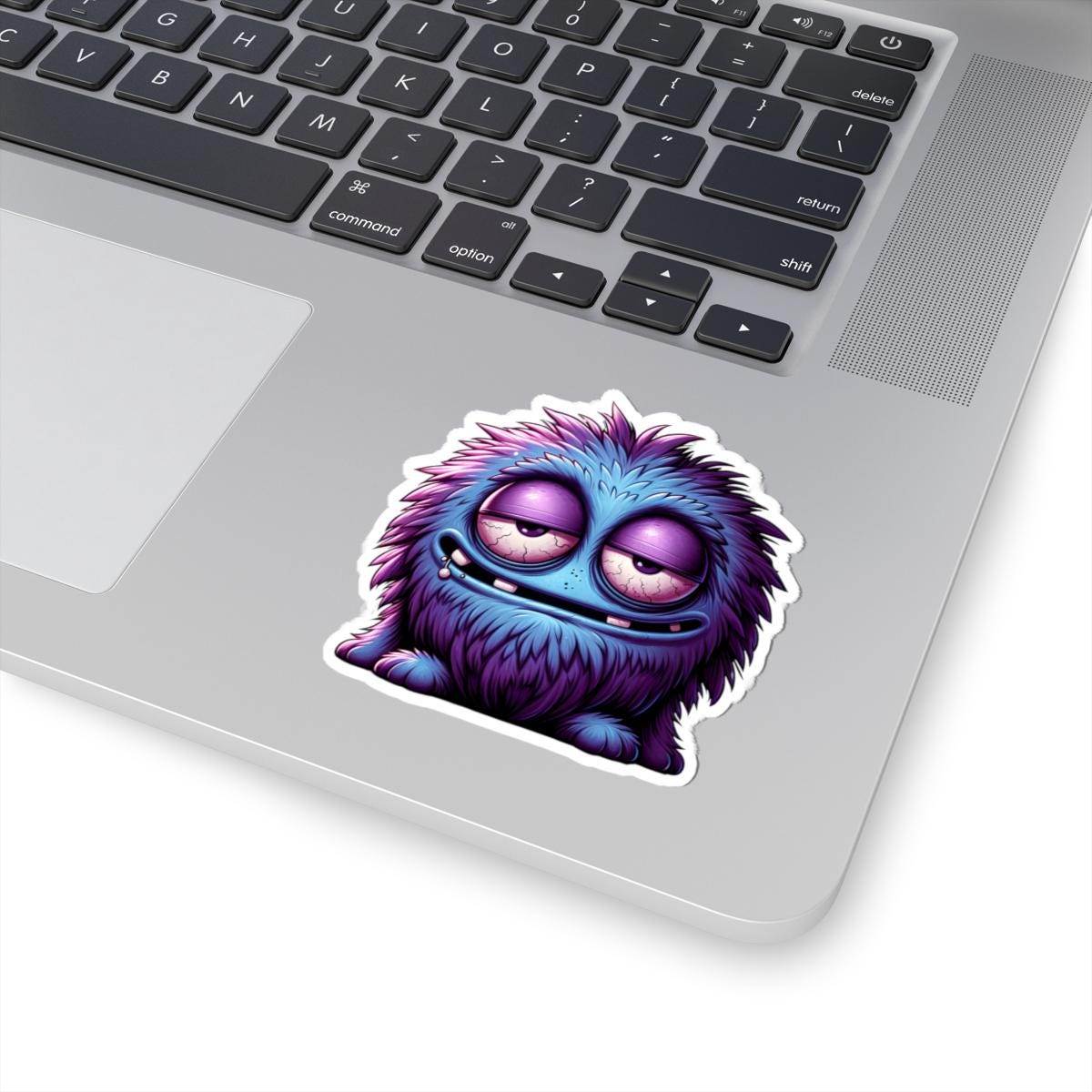 Fuzzy Blue Purple Monster Sticker | Waterproof Vinyl Art for Laptops, Journals