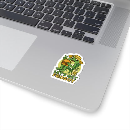 ColorFlow | Lets Get Froggy Funny Frog Burger BBQ Sticker | Waterproof Vinyl Decal for Food Lovers and Summer Parties