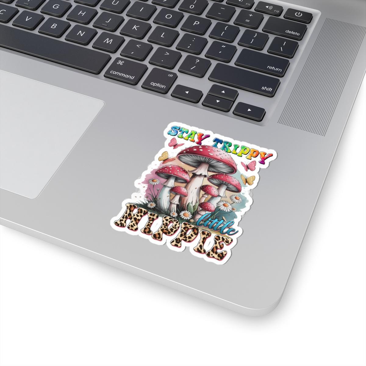 ColorFlow | Stay Trippy Little Hippie Psychedelic Mushroom Butterfly Retro Art Vinyl Sticker