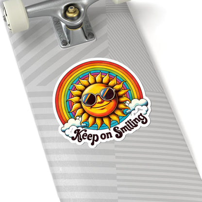 ColorFlow | Keep on Smiling Sunshine Rainbow Retro Positivity Wall Art Vinyl Sticker