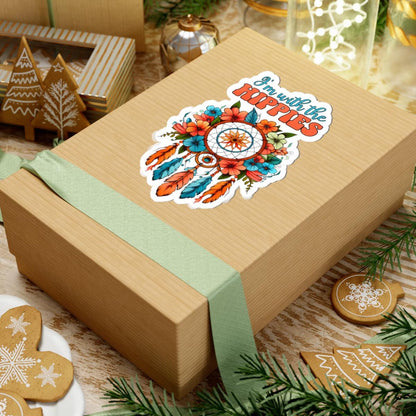 ColorFlow | Im With the Hippies Floral Dreamcatcher Boho Retro Peace Art Vinyl Sticker