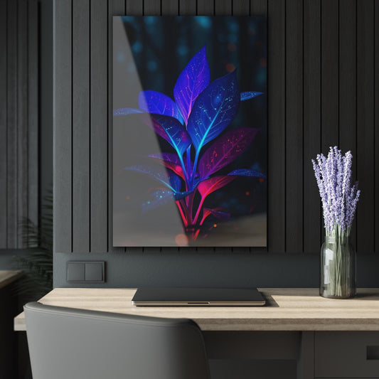 ColorFlow | Neon Fantasy Plant Metal Art Print | Glowing Leaf Artwork | Abstract Nature Decor | Modern Home Decor | Aesthetic Decor