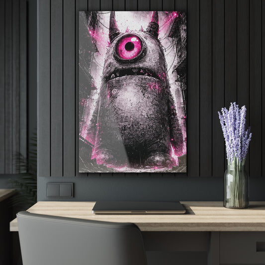 ColorFlow | Pink Eye Robot Metal Art Print | Cyberpunk Monster Artwork | Sci Fi Decor | Dark Fantasy Decor | Gamer Room Decor