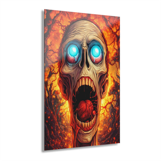 ColorFlow | Horror Skull Scream Metal Art Print | Dark Fantasy Artwork | Gothic Decor | Creepy Art Decor | Decor