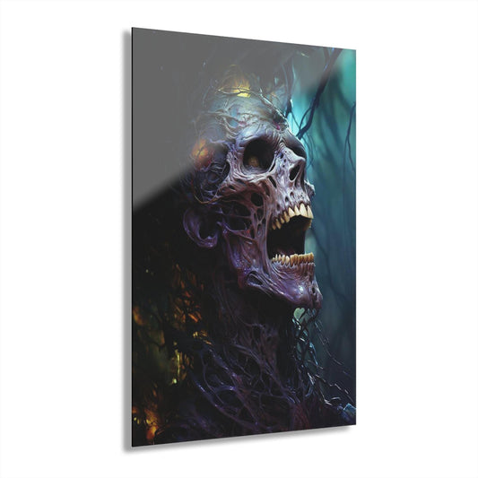 ColorFlow | Horror Forest Skull Metal Art Print | Dark Fantasy Artwork | Creepy Gothic Decor | Scary Art Decor