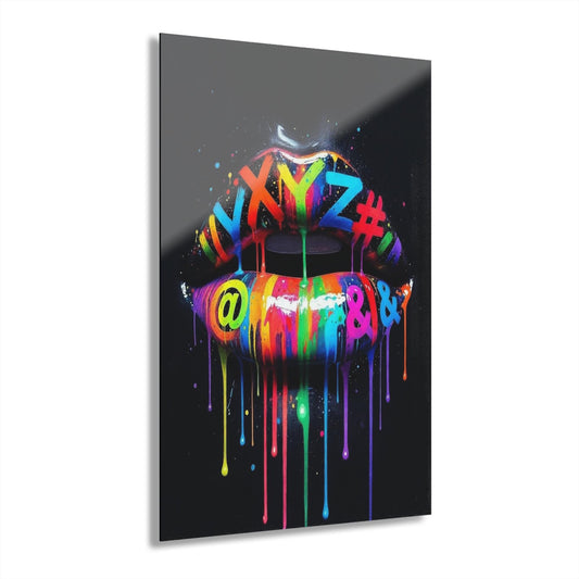 ColorFlow | Graffiti Lips Metal Art Print | Street Pop Artwork | Urban Style Decor | Color Drip Art | Modern Room Decor