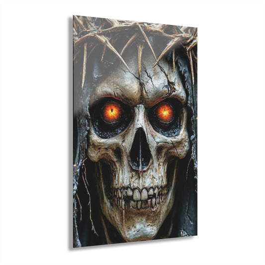 ColorFlow | Crown Skull Metal Art Print | Dark Gothic Artwork | Horror Decor | Creepy Wall Decor