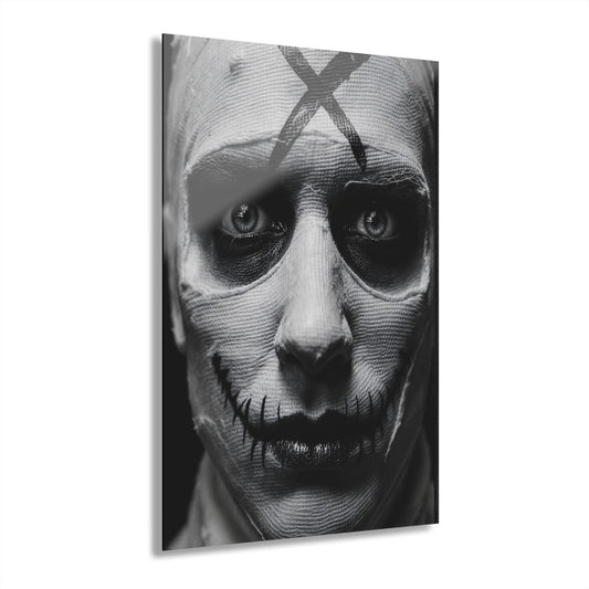 ColorFlow | Bandaged Face Horror Metal Art Print | Dark Portrait Artwork | Creepy Decor | Gothic Decor | Scary Art