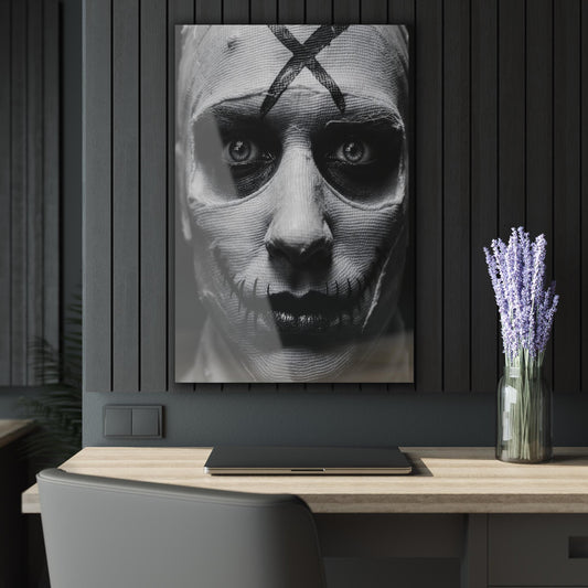 ColorFlow | Bandaged Face Horror Metal Art Print | Dark Portrait Artwork | Creepy Decor | Gothic Decor | Scary Art