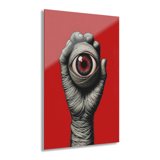 ColorFlow | Wrapped Eye Hand Metal Art Print | Surreal Horror Artwork | Dark Abstract Decor | Creepy Art | Modern Gothic Decor