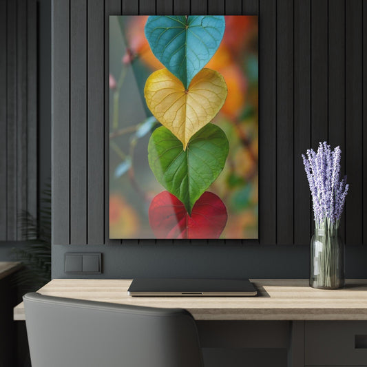 ColorFlow | Color Heart Leaves Metal Art Print | Nature Love Artwork | Botanical Decor | Zen Decor | Aesthetic Art