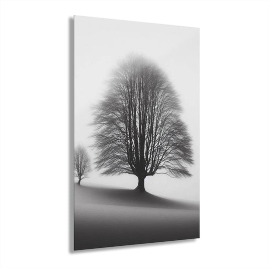 ColorFlow | Lone Winter Tree Metal Art Print | Minimal Nature Artwork | Moody Landscape Decor | Scandinavian Decor | Calm Art