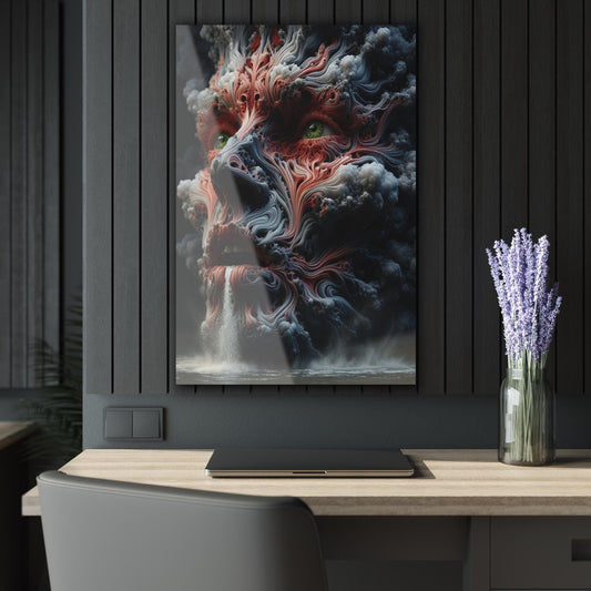 ColorFlow | Abstract Face Smoke Metal Art Print | Surreal Portrait Artwork | Dark Fantasy Decor | Modern Abstract Art | Unique Decor