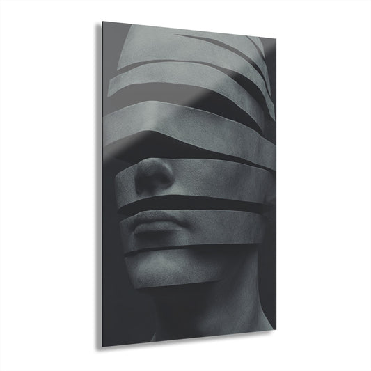 ColorFlow | Abstract Split Face Sculpture Metal Art Print | Modern Minimal Artwork | Contemporary Wall Decor | Dark Aesthetic Art