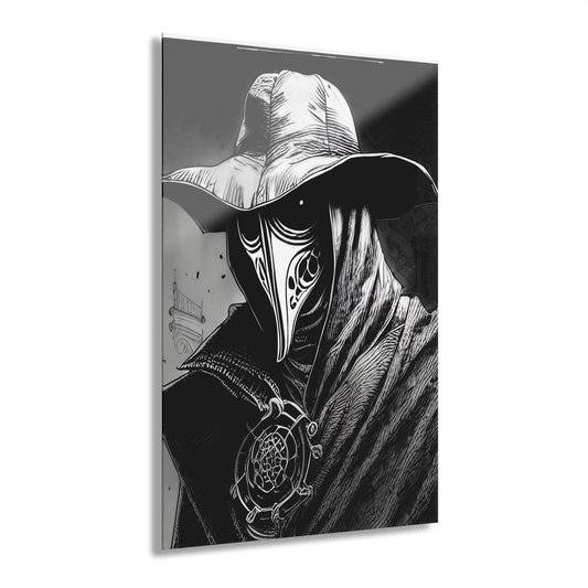 ColorFlow | Plague Doctor Mask Metal Art Print | Dark Gothic Artwork | Vintage Horror Decor | Black White Art | Dark Aesthetic Decor