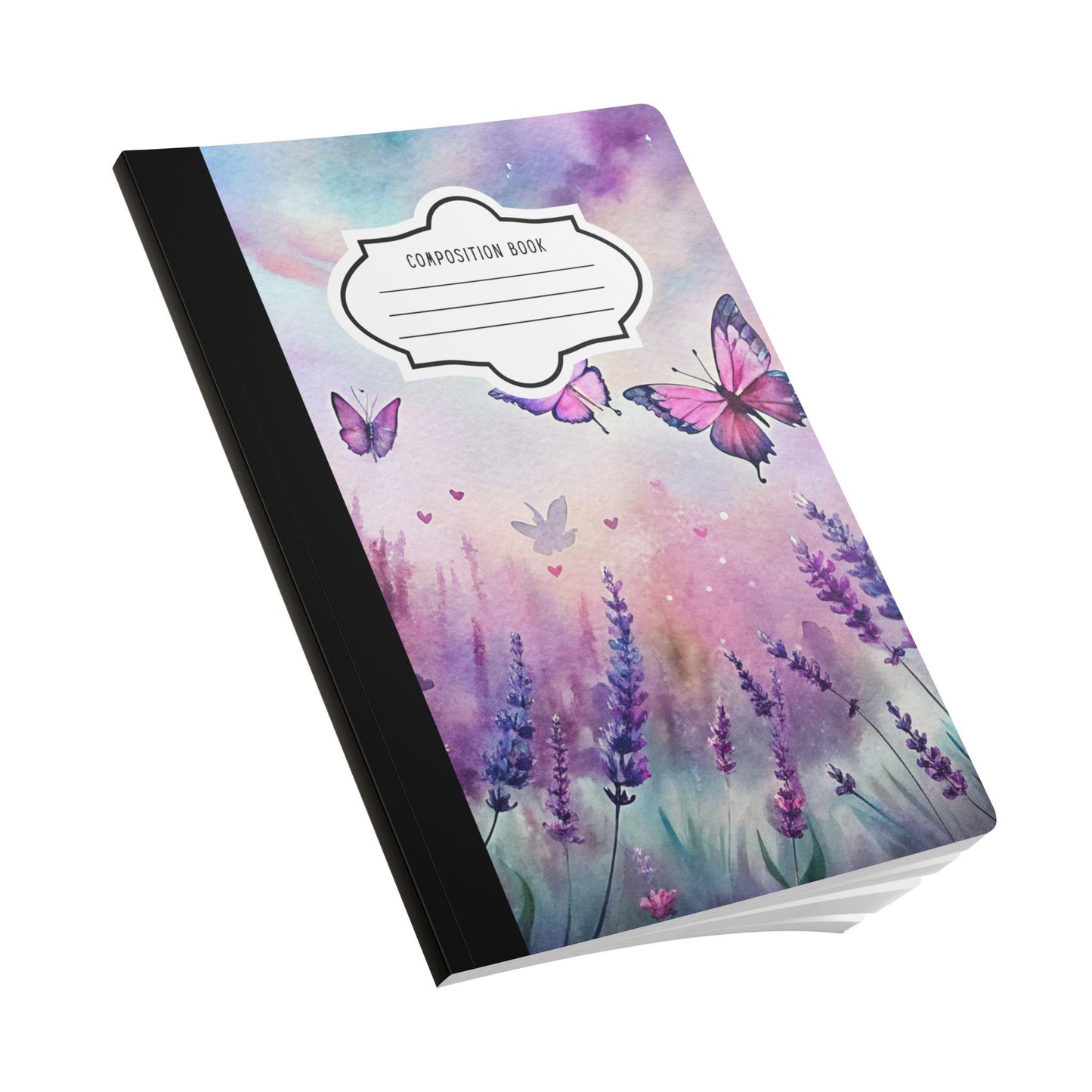 Lavender Butterfly Meadow Notebook | Pastel Sky Floral Journal (College Ruled)