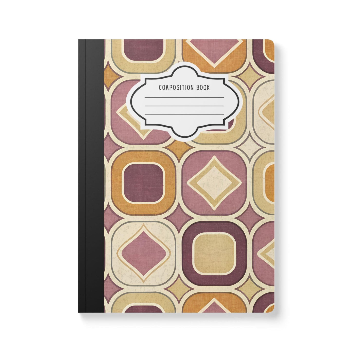 Retro Mod Composition Notebook | Vintage Geometric College Ruled Journal