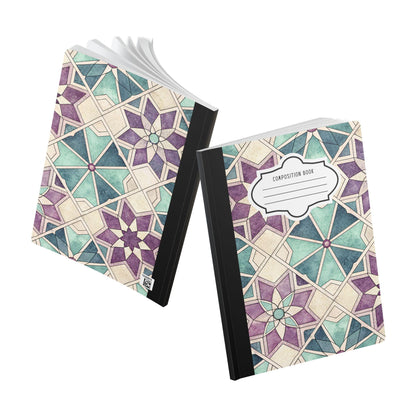 Moroccan Star Composition Notebook | Lilac Teal Ivory Geometric Journal