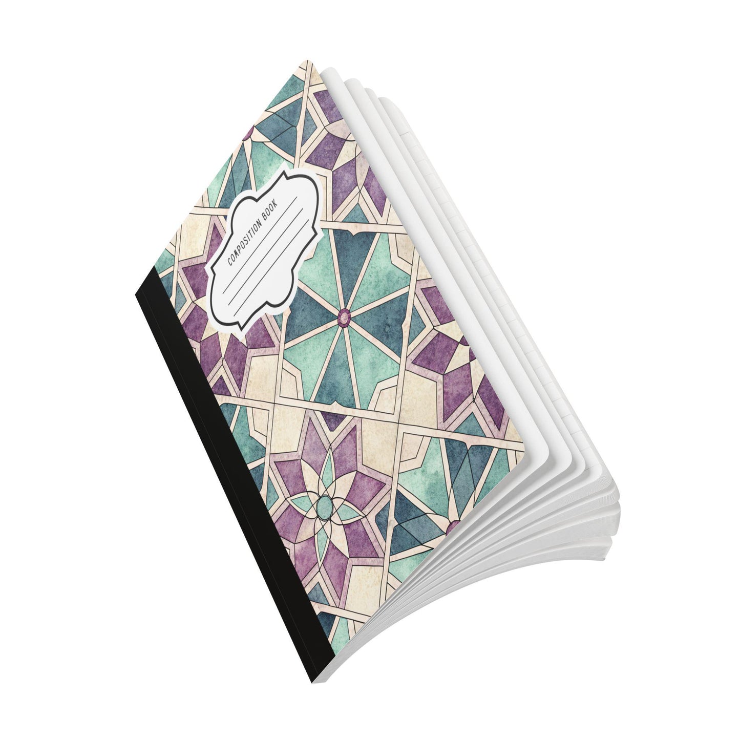 Moroccan Star Composition Notebook | Lilac Teal Ivory Geometric Journal