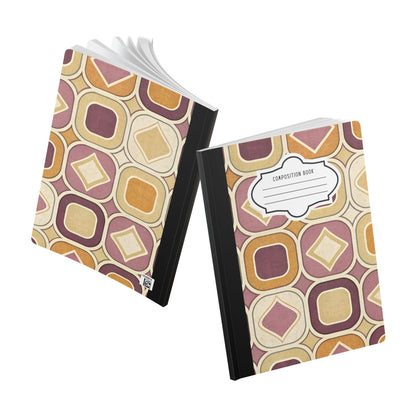 Retro Mod Composition Notebook | Vintage Geometric College Ruled Journal