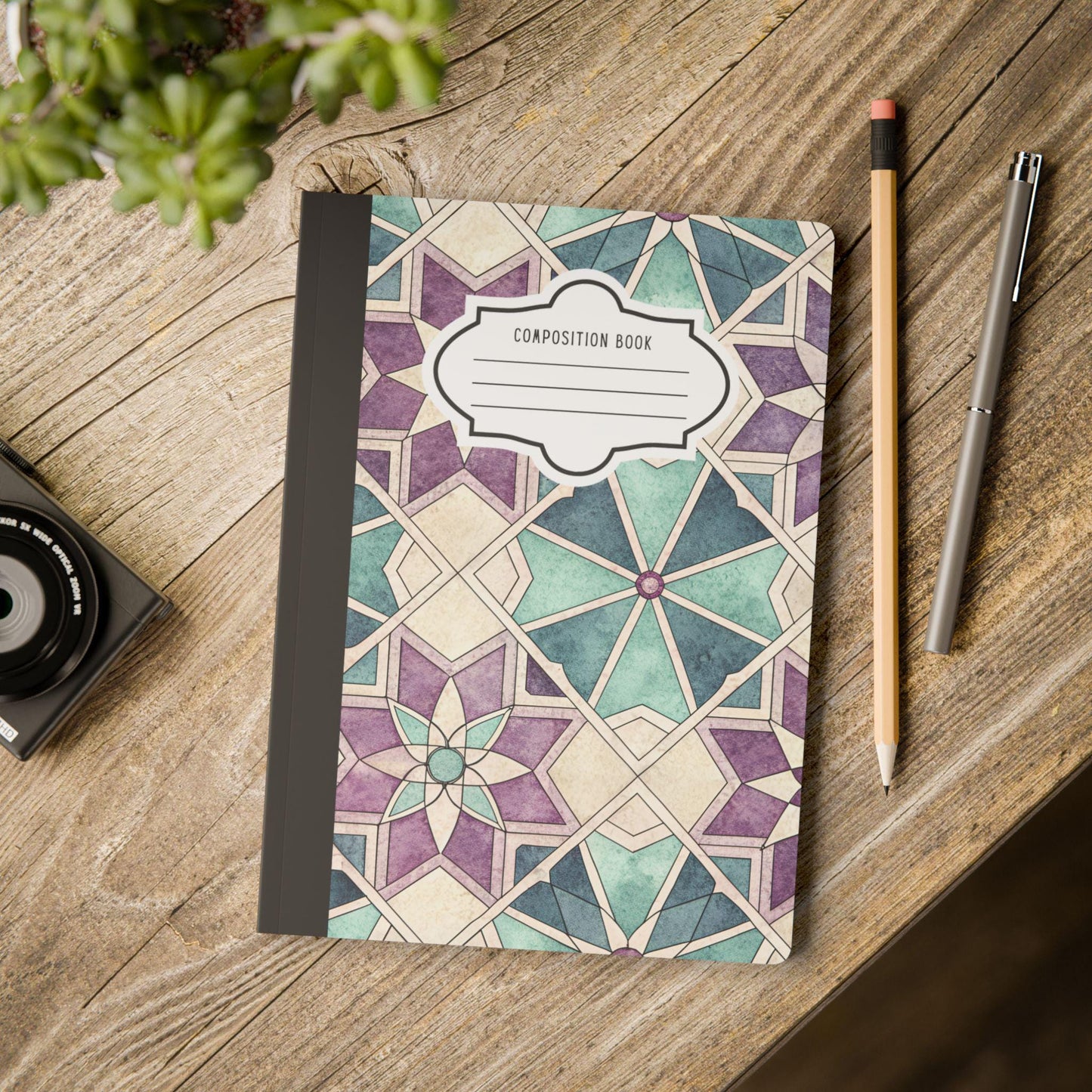 Moroccan Star Composition Notebook | Lilac Teal Ivory Geometric Journal