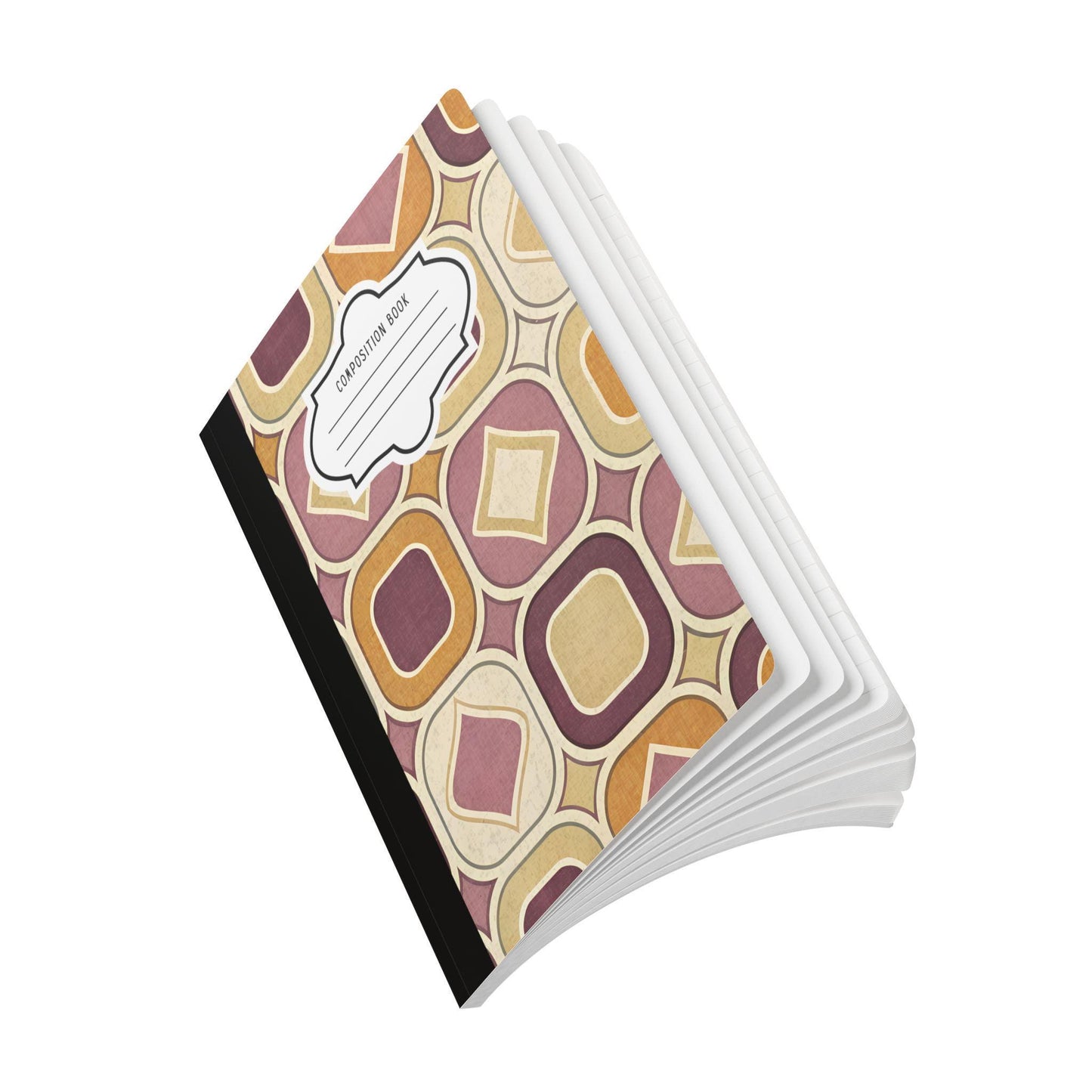 Retro Mod Composition Notebook | Vintage Geometric College Ruled Journal