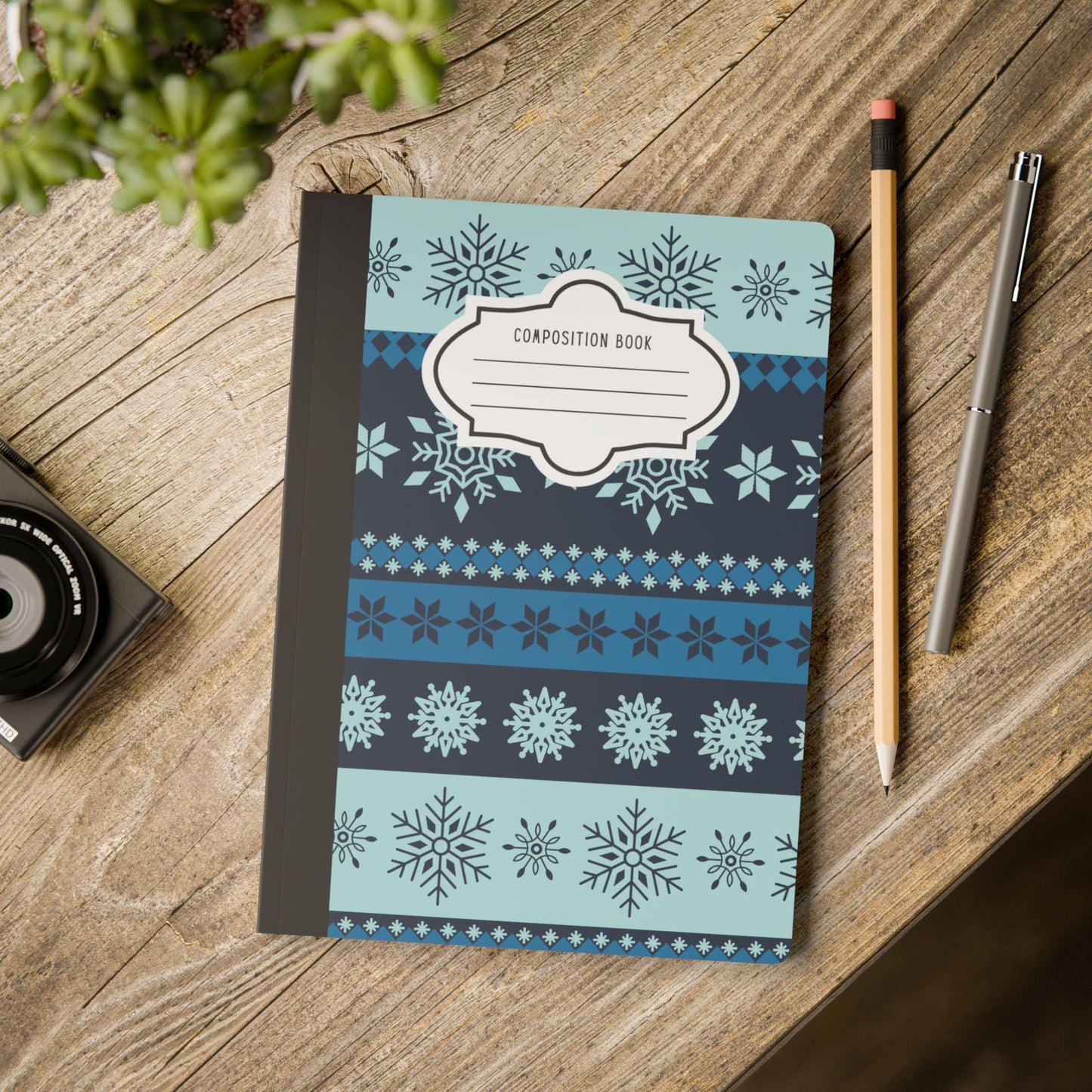 Striped Snowflake Composition Notebook | College Ruled Journal for School, Office, Writing