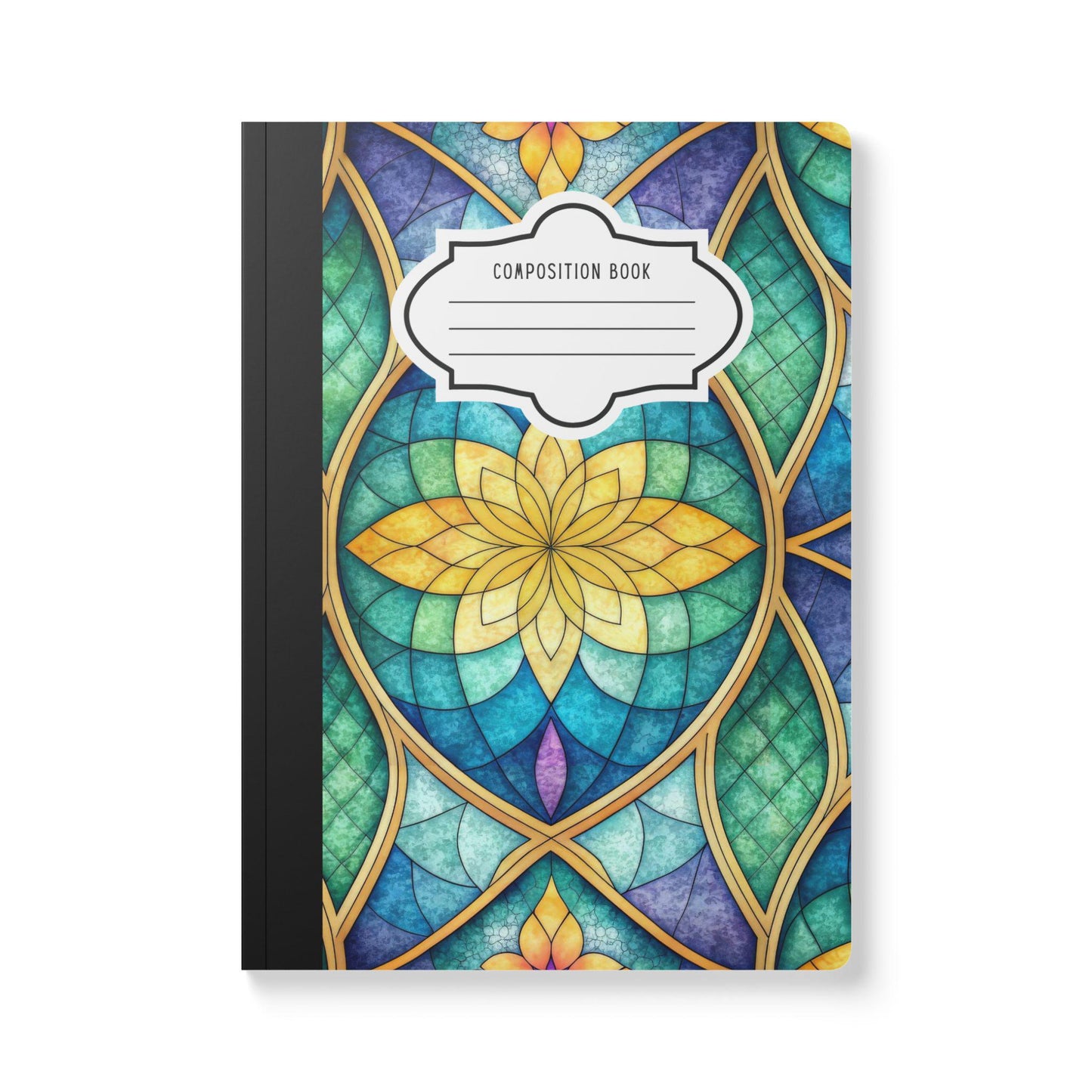 Stained Glass Lotus Composition Notebook | Colorful Floral Journal for School Work