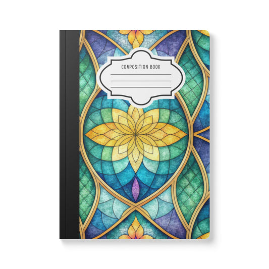 Stained Glass Lotus Composition Notebook | Colorful Floral Journal for School Work