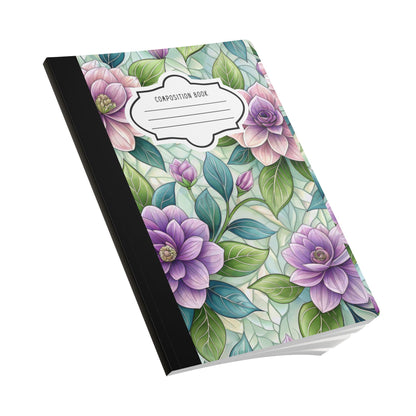 Pastel Floral Composition Notebook | Soft Watercolor Garden Journal, College-Ruled Pages