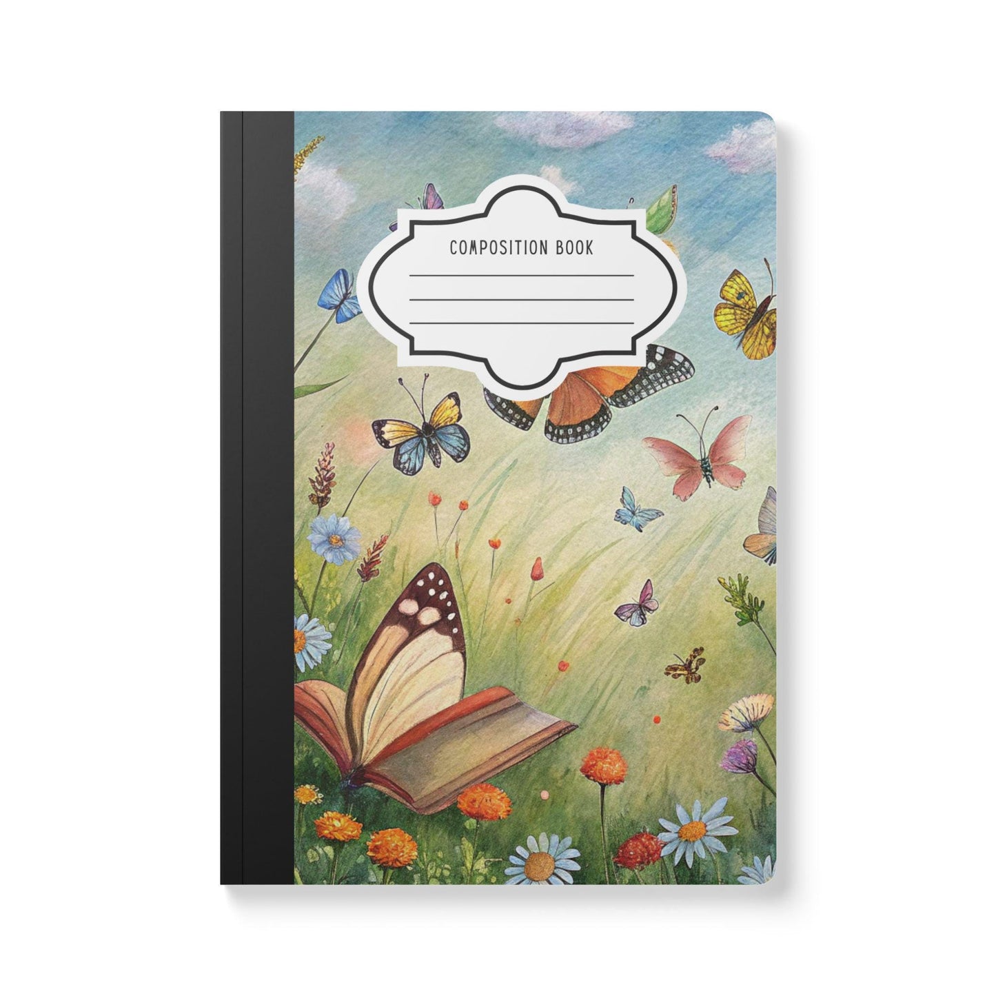 Blooming Garden Butterfly Composition Notebook | Watercolor Floral Journal